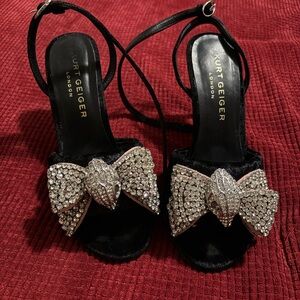 Kurt Geiger Black Heels with Sparkling Crystal Bow